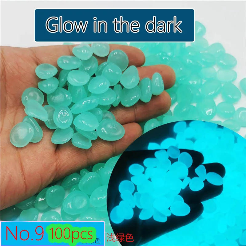 100pcs 14x11mm Dark Pebbles Glow Fish Garden Stone Aquarium Decoration