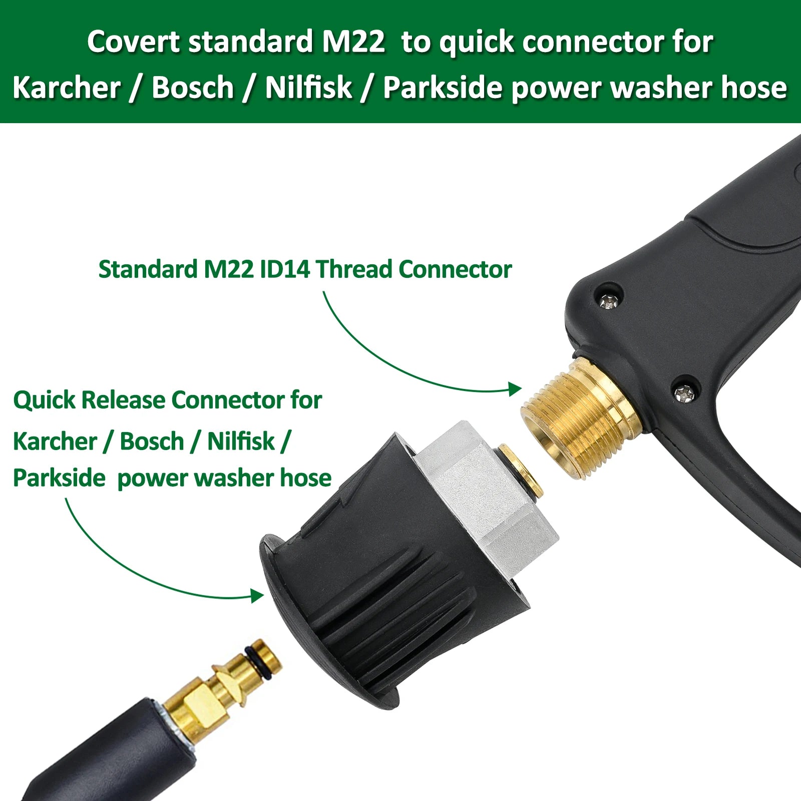 CowLost | pressure-washer-water-gun-with-car-cleaning-hose-connector-for-karcher-nilfisk-parkside-bosch |9