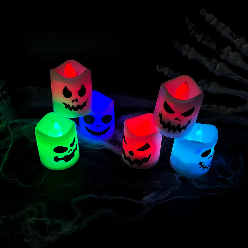 CowLost | 6pcs-halloween-led-ghost-pumpkin-candle-lights-for-party-and-home-decoration |10