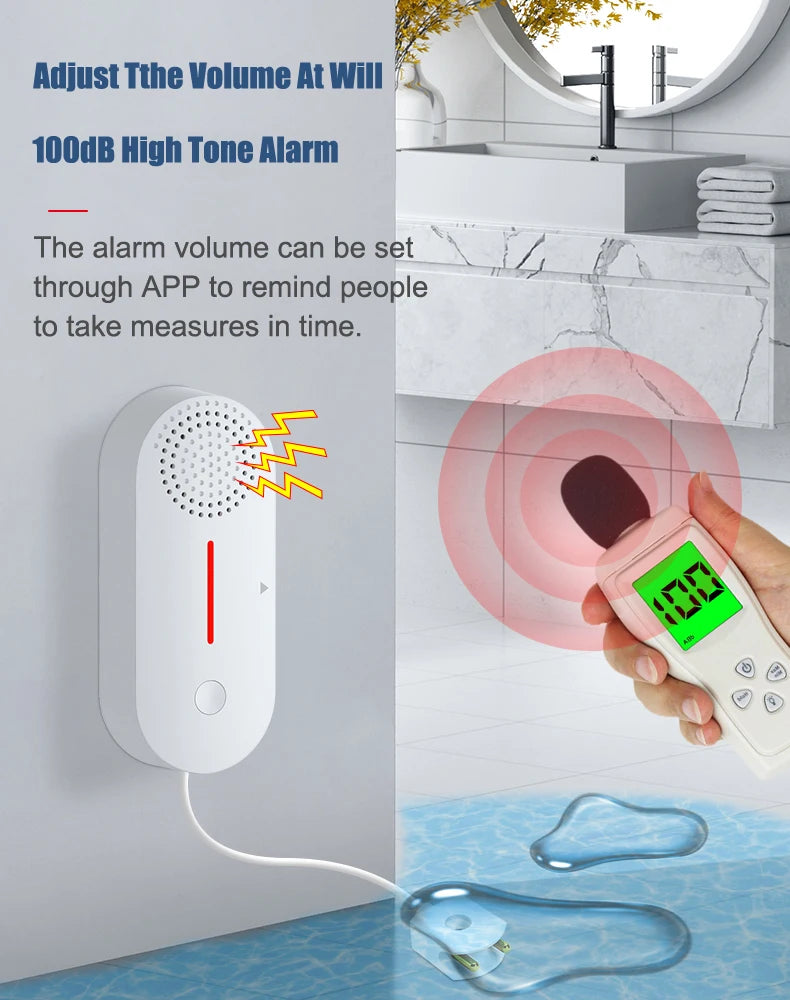 CowLost | independent-water-leakage-detectort-tuya-water-level-sensor-home-kitchen-bathroom-security-alarm-90db-high-volume-alarm-sound |10