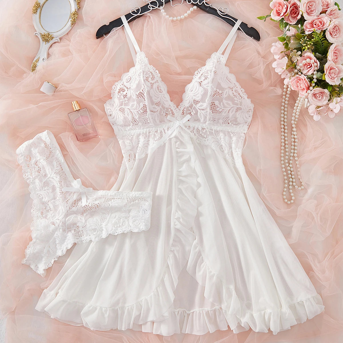 CowLost | romantic-white-sexy-lingerie-womens-underwear |1