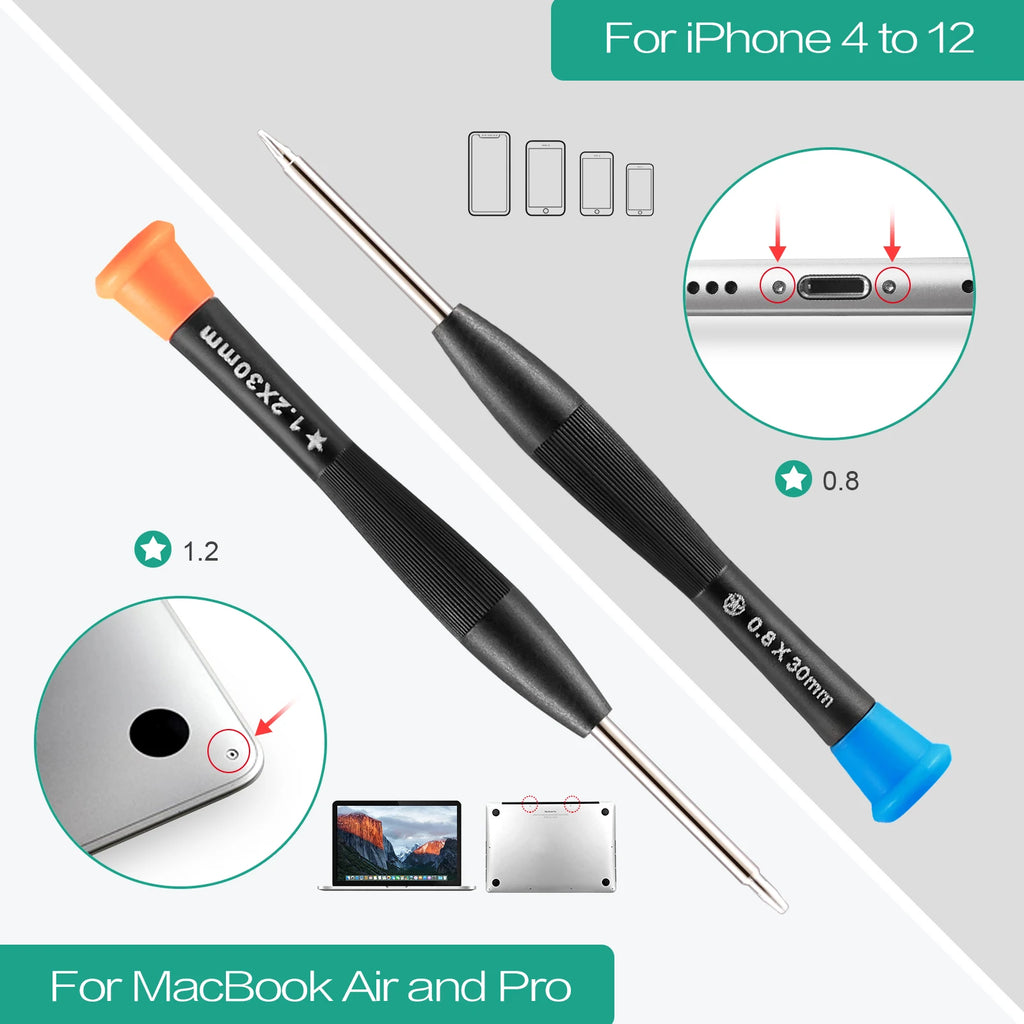 12-in-1 Magnetic Screwdriver Set with Suction Cup and Pry Tools for iPhone, MacBook, Laptop Repair
