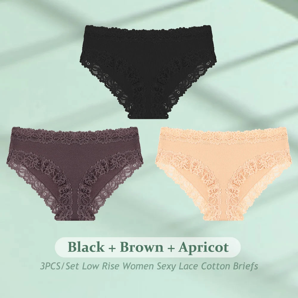 CowLost | activewear-pants-3pcs-women-cotton-seamless-low-waist-panties-set |30