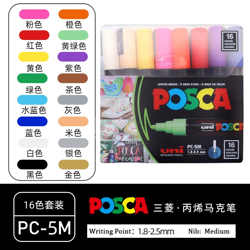 CowLost | product_id-uni-posca-paint-marker-pens-set-pc-1m-pc-3m-pc-5m-pc-8k-pc-17k-16-colors-art-markers-for-graffiti-drawing |37