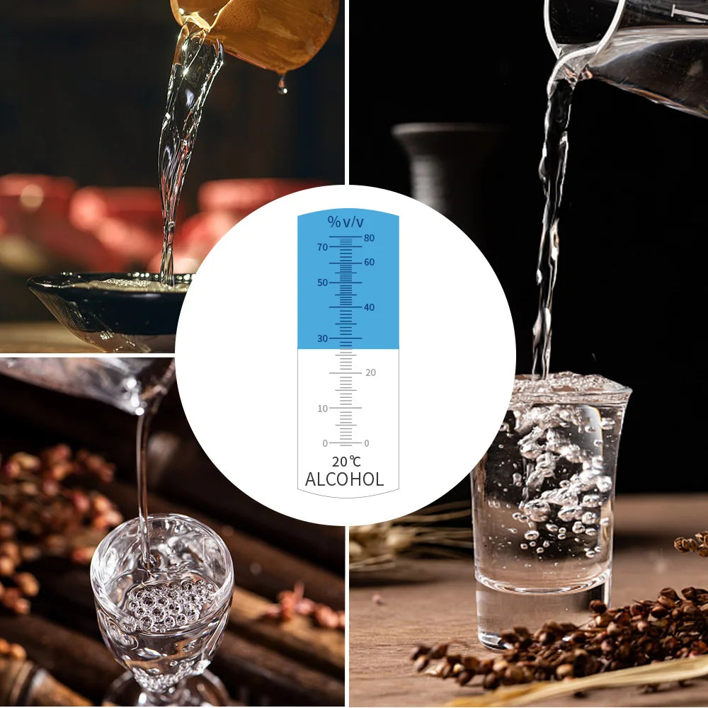 Handheld 0-80% Alcohol Refractometer ATC for Liquor and Spirits Concentration Testing
