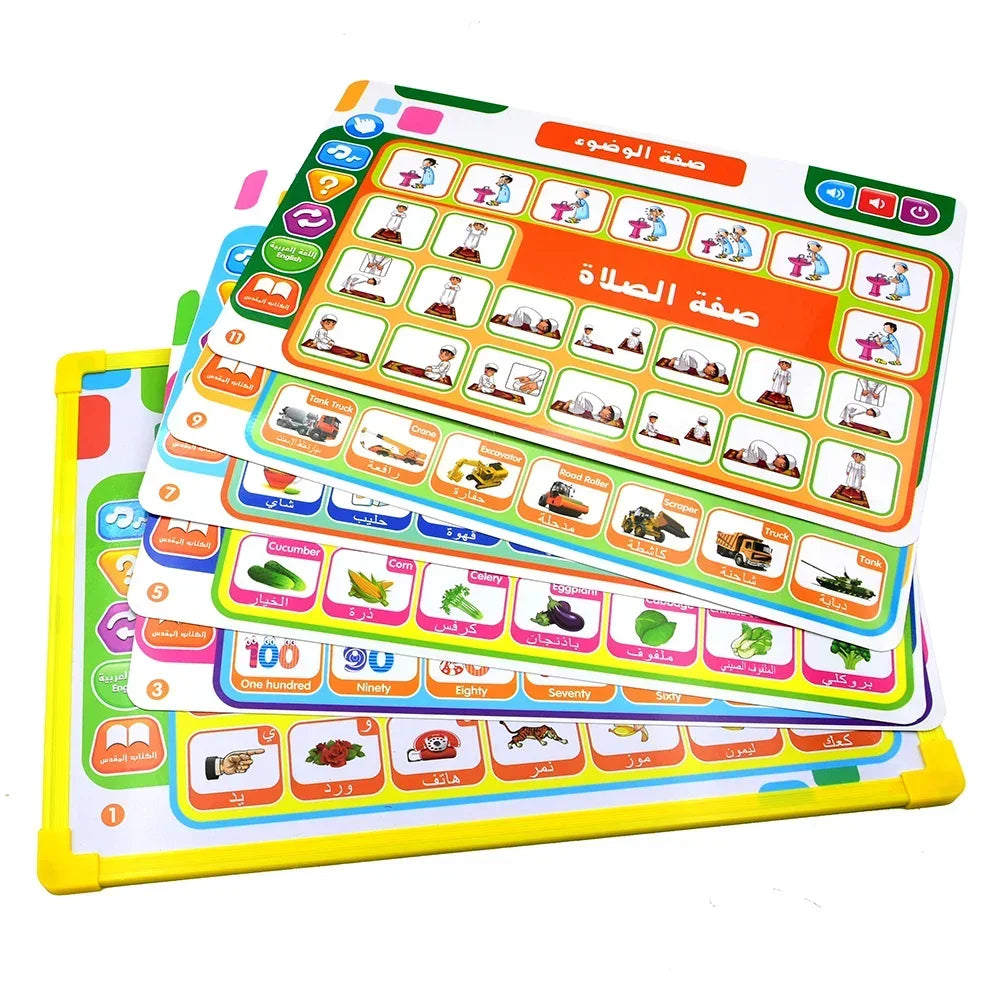 Muslim Kids Arabic Electronic Learning Board with 11 Themes Alphabet Number Words Sound Toy