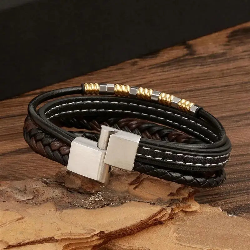 CowLost | badge-pass-holders-jiayiqi-stainless-steel-and-leather-bangle-bracelet-for-men |3