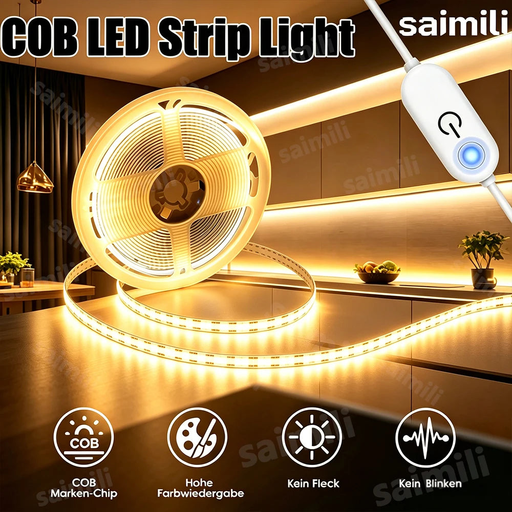 CowLost | light-ropes-strings-product_id-cob-led-strip-light-5v-usb-touch-switch-dimmable-320-leds-m-flexible-tape-for-home-and-party-decor |1
