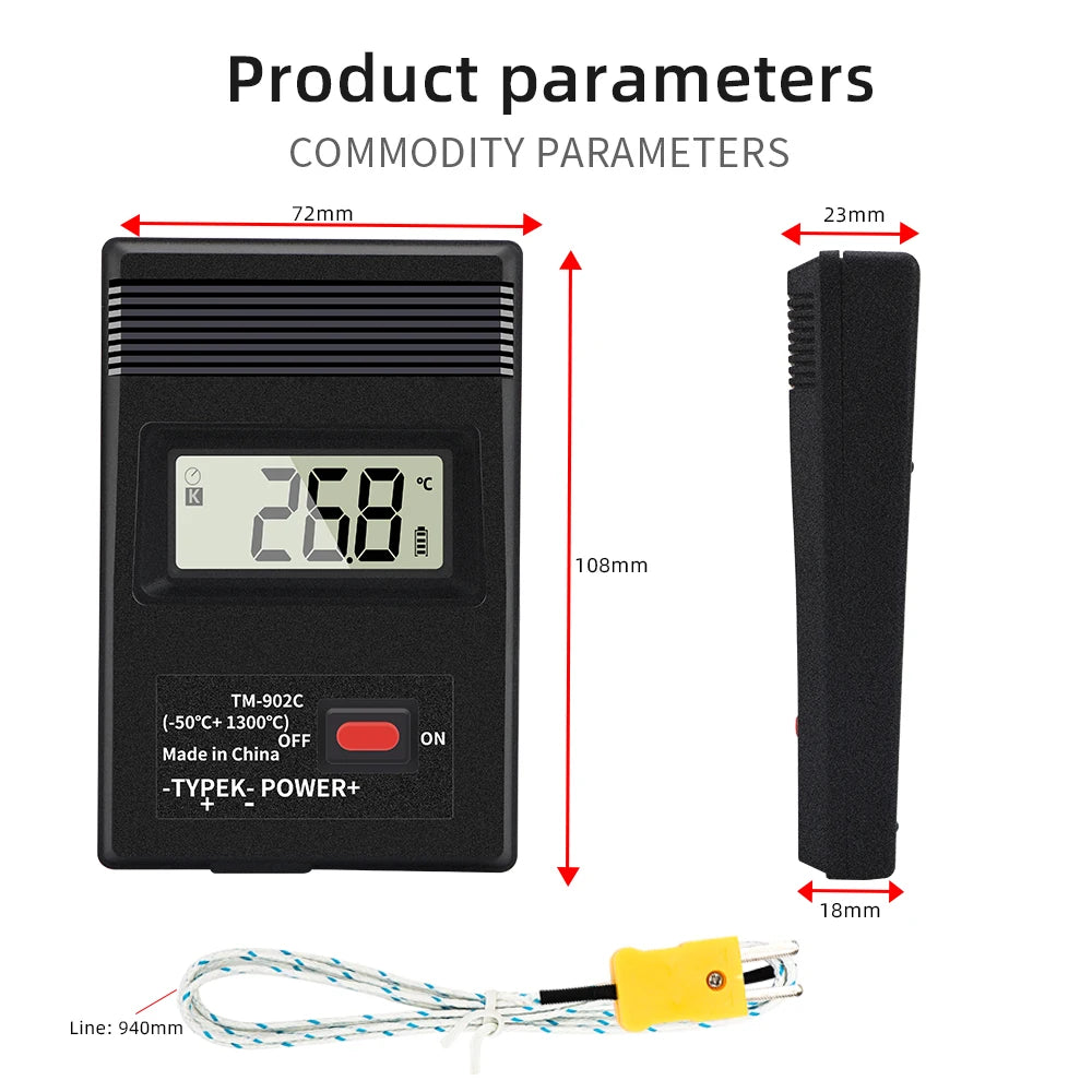 TM902C Digital Thermometer K Type Thermocouple Needle Probe -50°C to 1300°C
