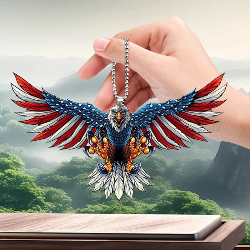 CowLost | paint-product_id-american-flag-eagle-rearview-mirror-keychain-pendant |4