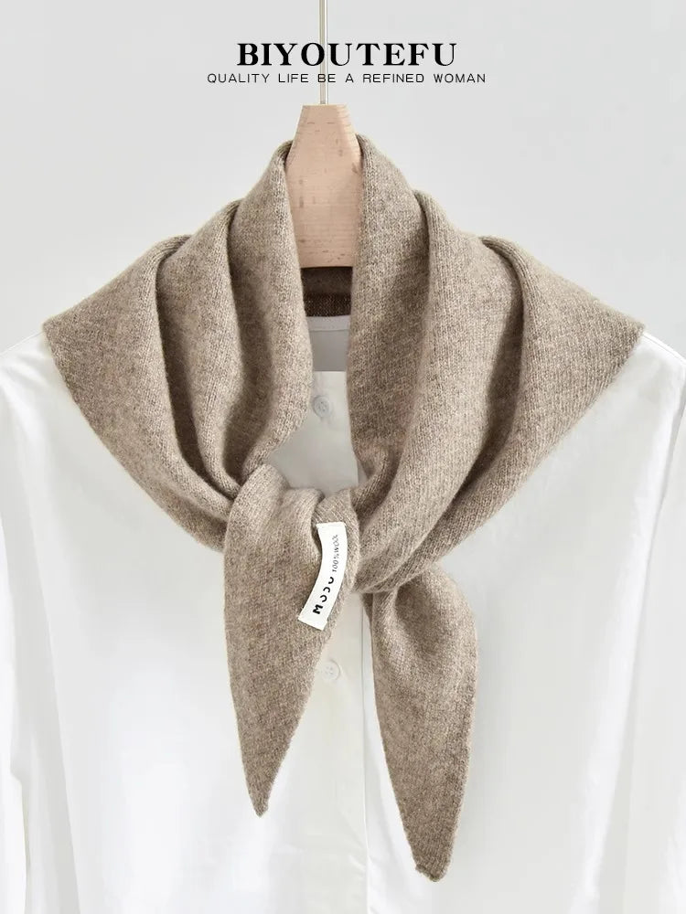 CowLost | australian-wool-knitted-triangle-scarf-shawl-womens-autumn-winter-warm-neck-protection-scarf |27