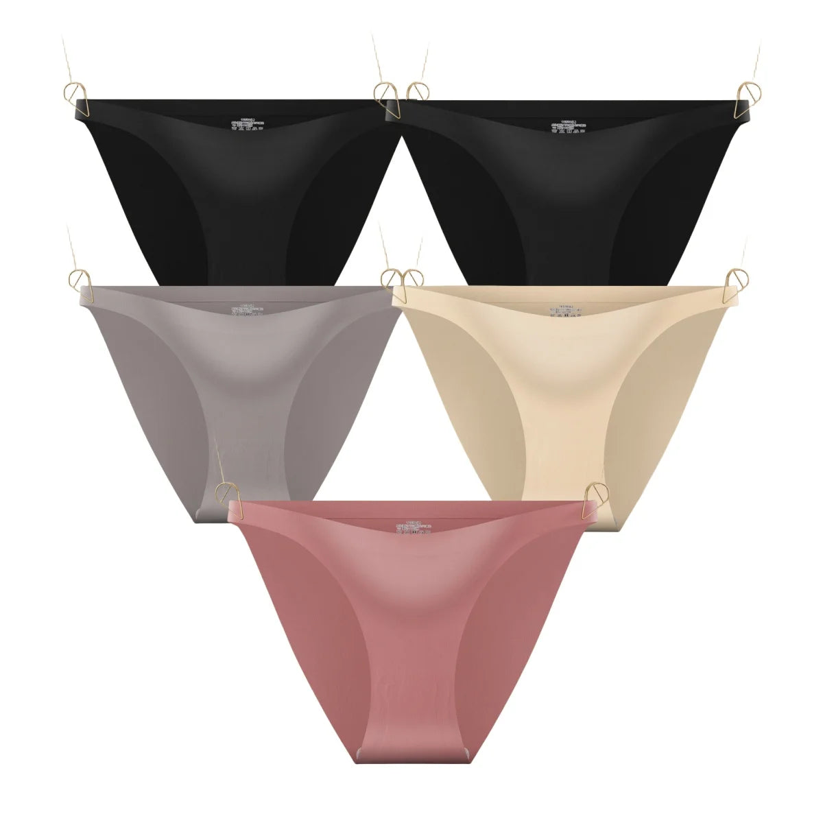 CowLost | product_id-5pcs-womens-seamless-low-waist-ultra-thin-ice-silk-briefs-solid-colors |15