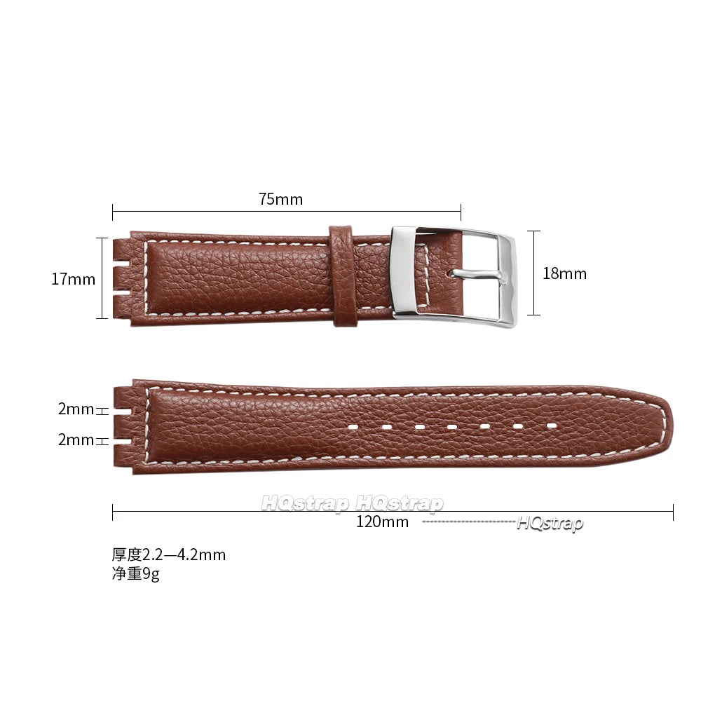 CowLost | product_id-17mm-waterproof-leather-sport-watch-strap-for-swatch-with-metal-pin-buckle |6