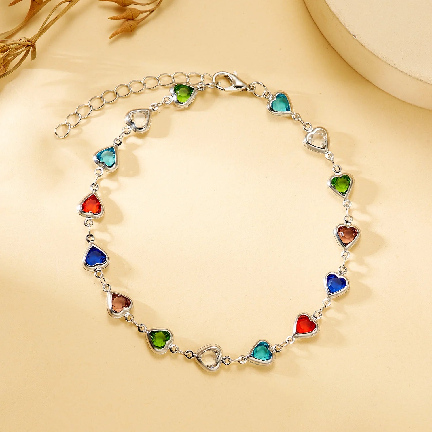 CowLost | exquisite-rainbow-zircon-heart-choker-necklace-for-women-korean-crystal-gold-color-metal-chain-collar-girls-party-beach-jewelry |19