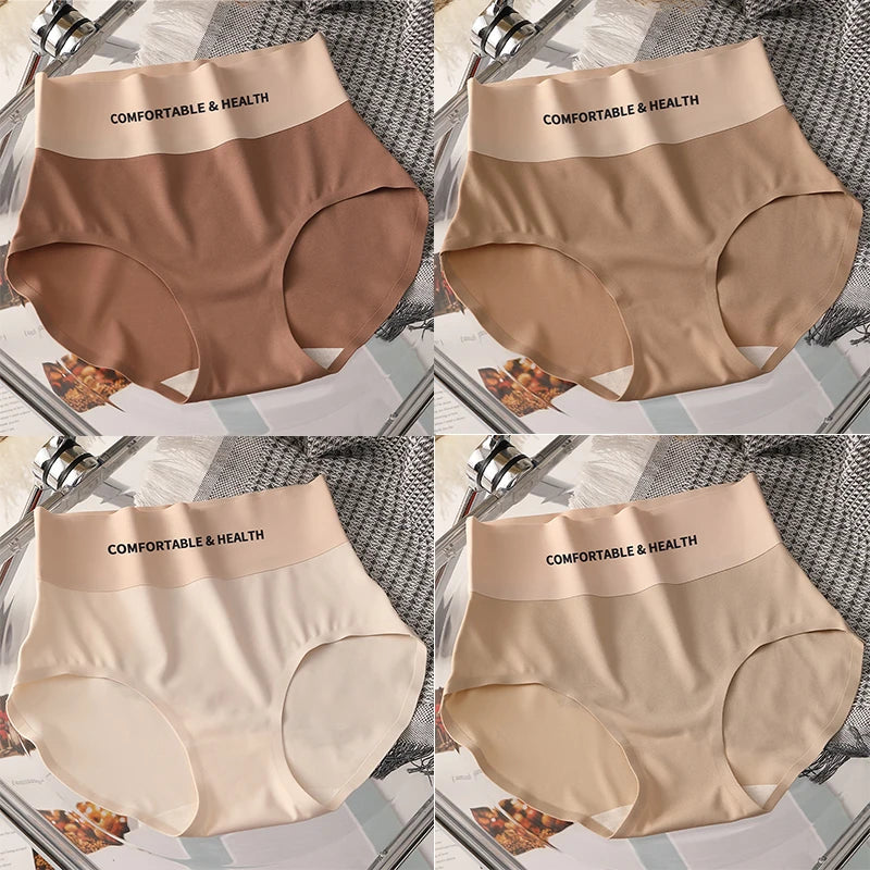 CowLost | product_id-fallsweet-4pcs-womens-seamless-high-rise-cotton-briefs-plus-size-m-xl |20