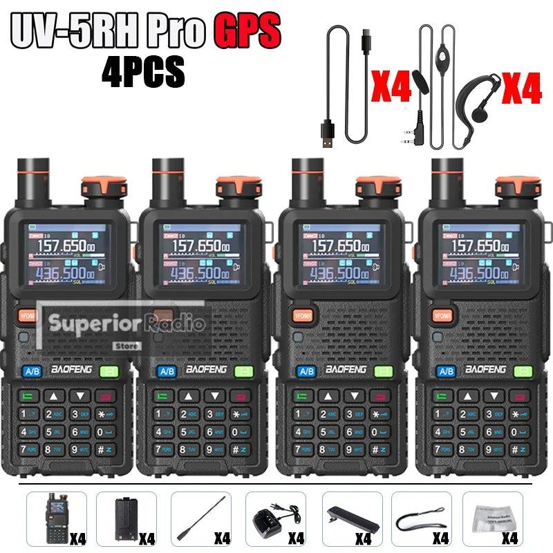 CowLost | intercom-accessories-baofeng-uv-5rh-pro-gps-walkie-talkie-10w-640-channels-type-c-charging-noaa-weather-2-4pcs |14
