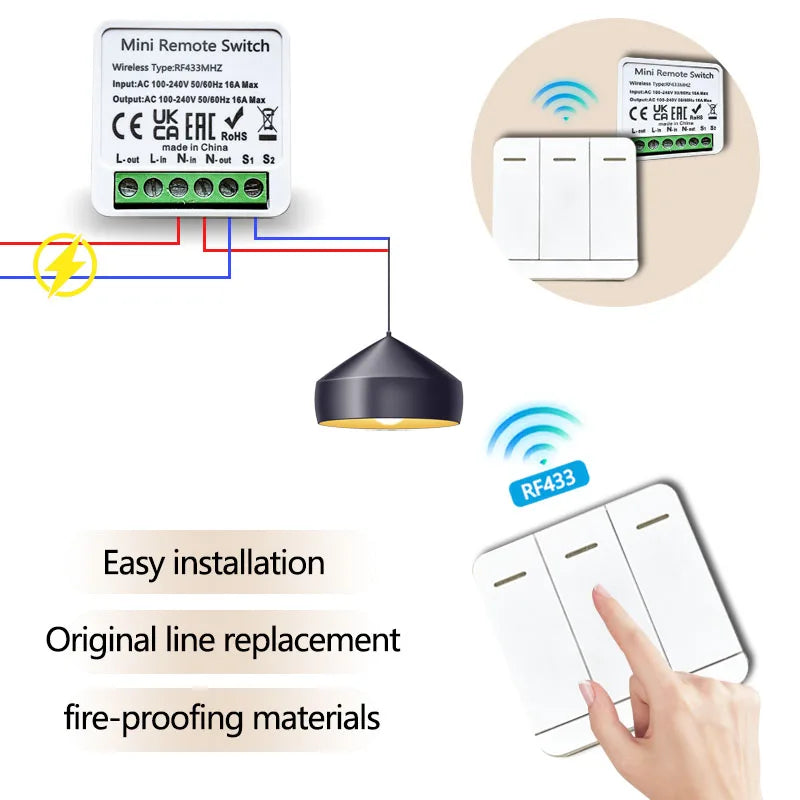 CowLost | wireless-transmitters-product_id-rf-433-mhz-mini-wireless-smart-switch-1-2-3-gang-wall-remote-control-relay-receiver |10