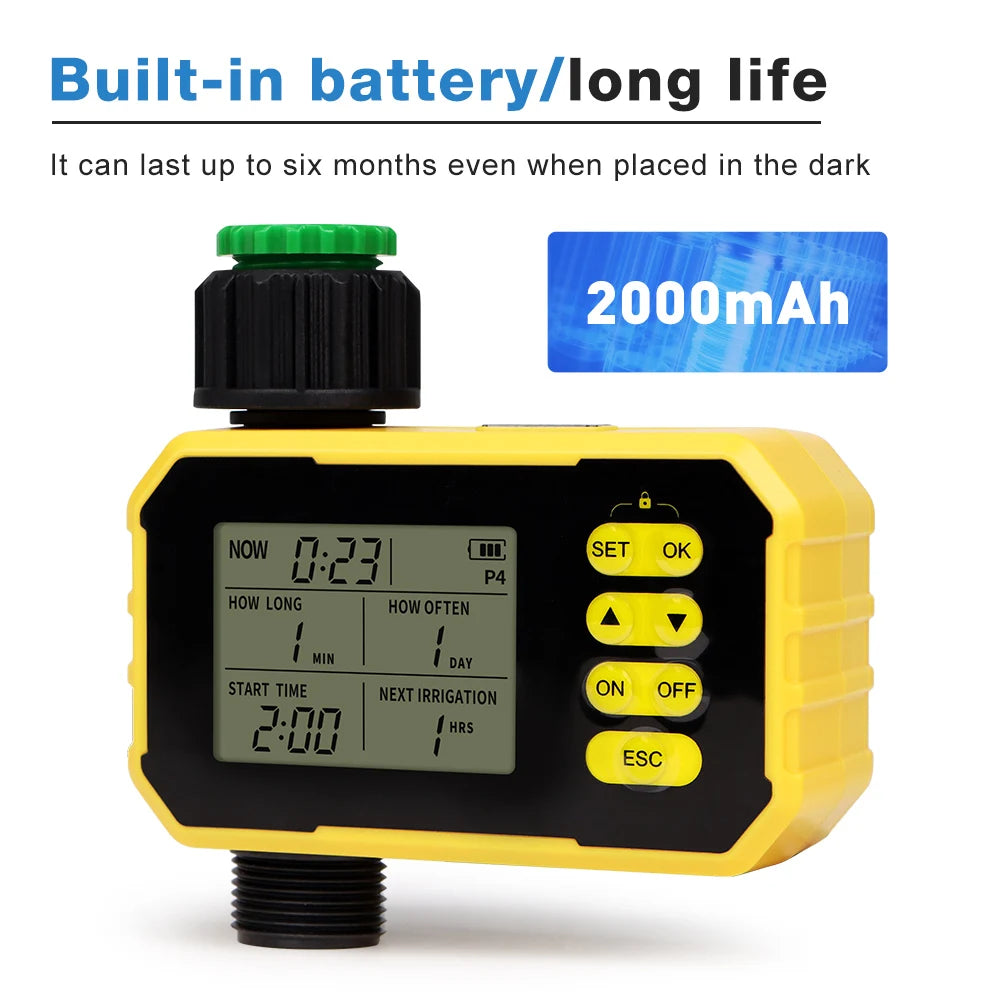 Smart WiFi Solar Irrigation Timer 1/2 Zone LCD Automatic Watering Controller for Garden Lawn