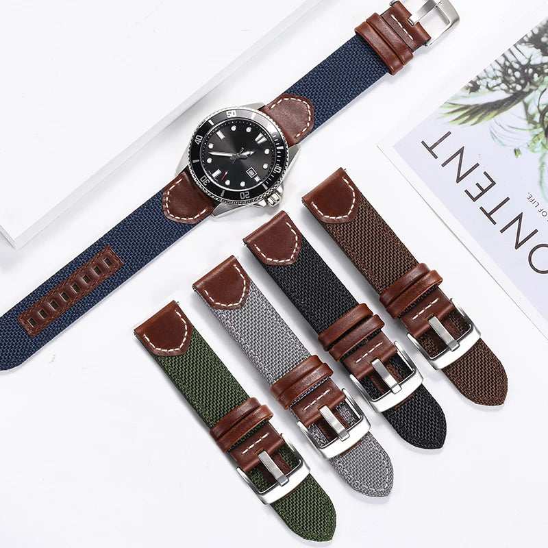 CowLost | product_id-canvas-nylon-leather-strap-for-samsung-galaxy-watch-6-5-4-universal-20mm-22mm-band-for-seiko-casio |1