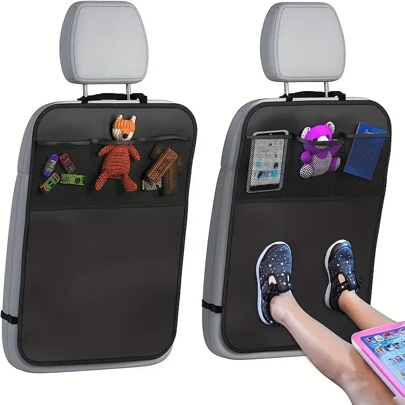 CowLost | black-seat-cover-for-kids-with-3-pocket-storage-organizer |1