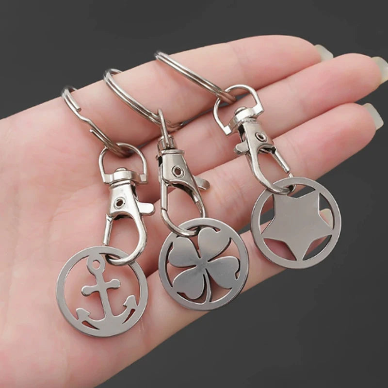 1/10PCS Stainless Steel Shopping Cart Token Keychains Portable Trolley Coin Removers