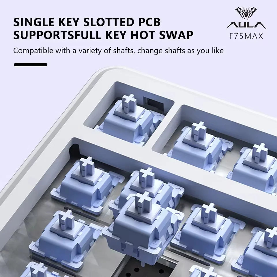 CowLost | aula-f75-max-wireless-mechanical-keyboard-with-tft-screen-knob-75-ansi-layout-wired-bluetooth-2-4g |3