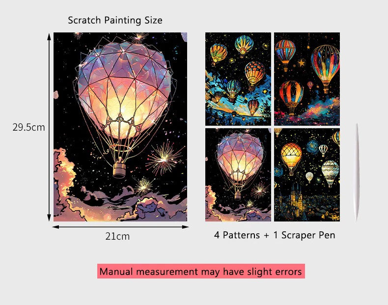 CowLost | product_id-4-pcs-a4-diy-luminous-scratch-painting-set-animal-butterfly-whale-landscape-night-view |12