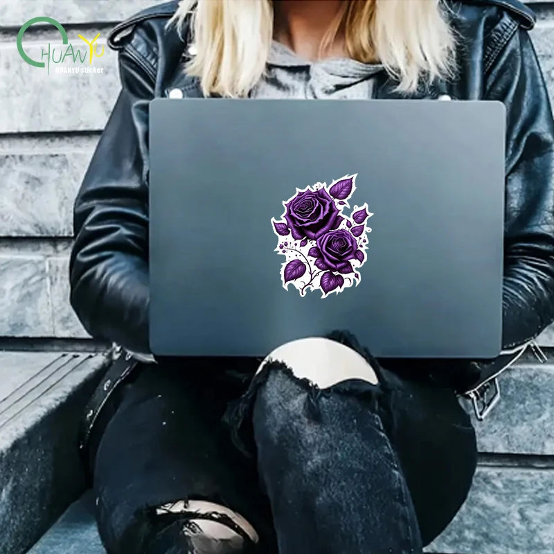 CowLost | creative-purple-rose-cartoon-car-sticker |7