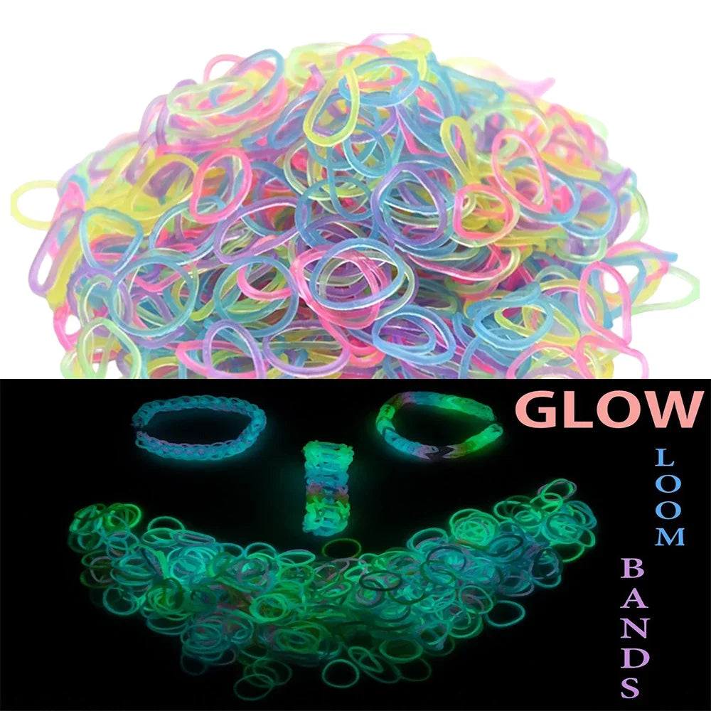 600Pcs Fluorescent Glow DIY Rubber Loom Bands for Kids Party Bracelets & Necklaces