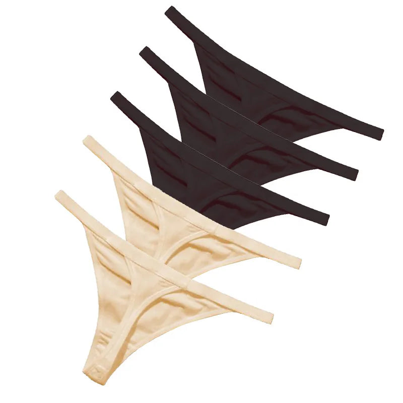 CowLost | 5pcs-women-rib-g-string-thongs-sexy-female-low-waist-panties |12