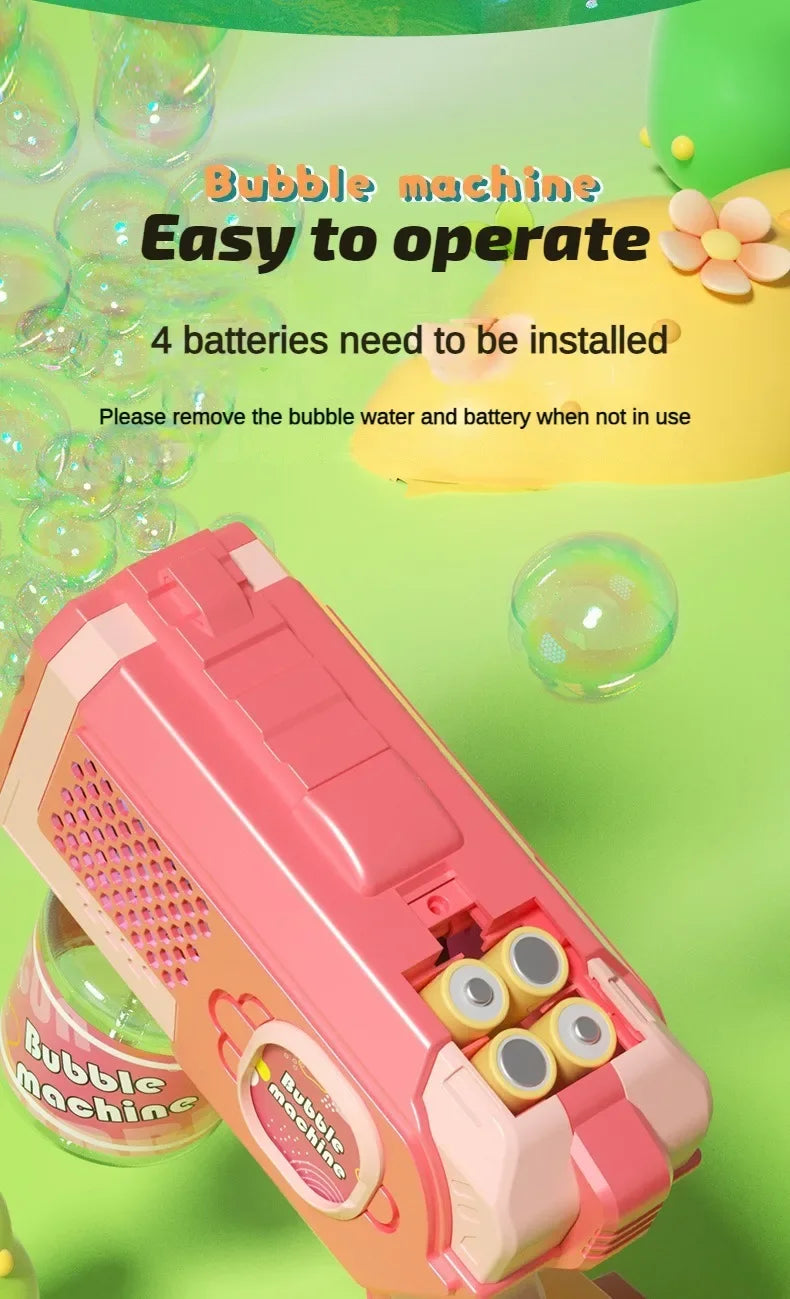 Space Electric Automatic Bubble Gun Toy for Kids Outdoor Summer Games