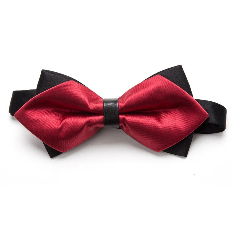 CowLost | men-ties-solid-fashion-butterfly-party-wedding-black-red-bow-tie |16