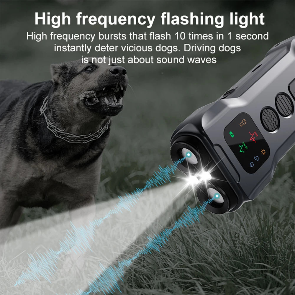 Rechargeable Ultrasonic Dog Repeller with LED Flashlight Anti-Barking Trainer