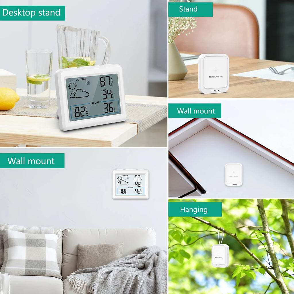 ORIA Wireless Indoor Outdoor Digital Temperature and Humidity Monitor
