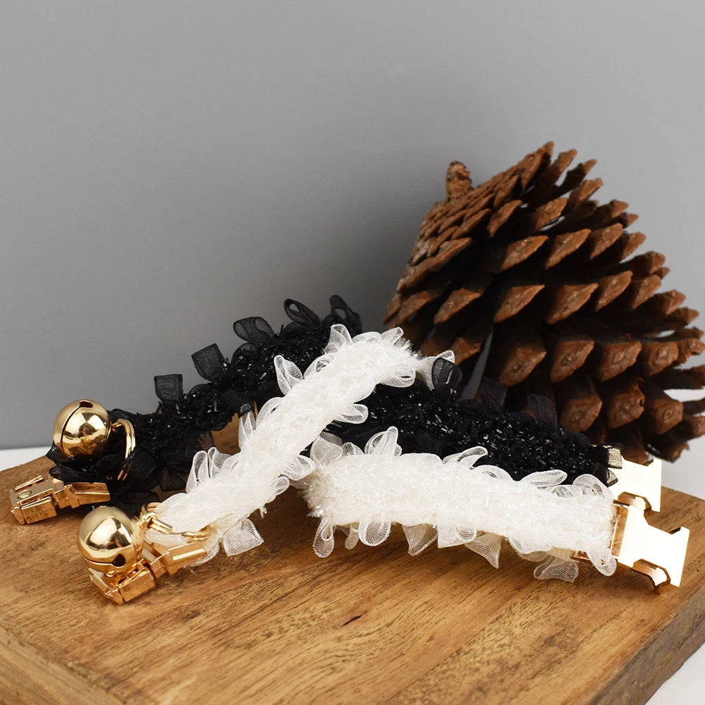 CowLost | cat-furniture-adjustable-lace-cat-collar-with-safety-bell-and-personalized-name |6