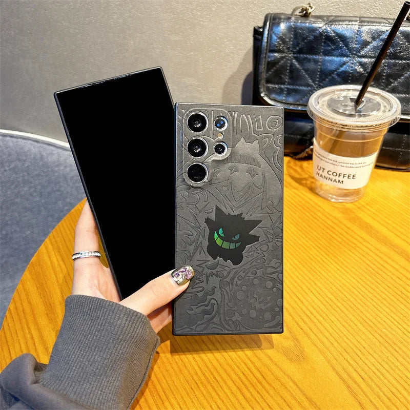 CowLost | anime-gengar-faux-leather-laser-wristband-shockproof-phone-case-for-samsung-galaxy-s25-s24-s23-s22-ultra-plus-a56-a55-a54 |3