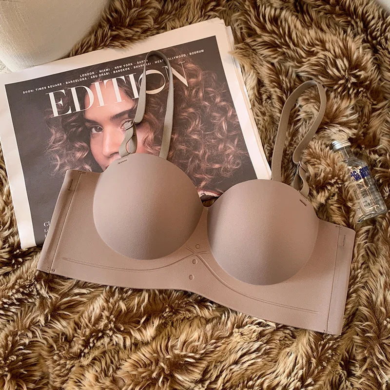 CowLost | product_id-seamless-strapless-half-cup-wire-free-push-up-bra-for-women |12