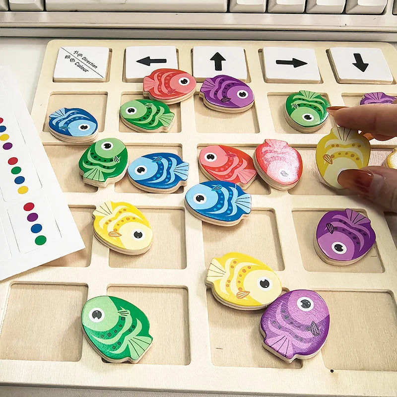 Wooden Montessori Educational Logic and Color Cognition Board Game for Children
