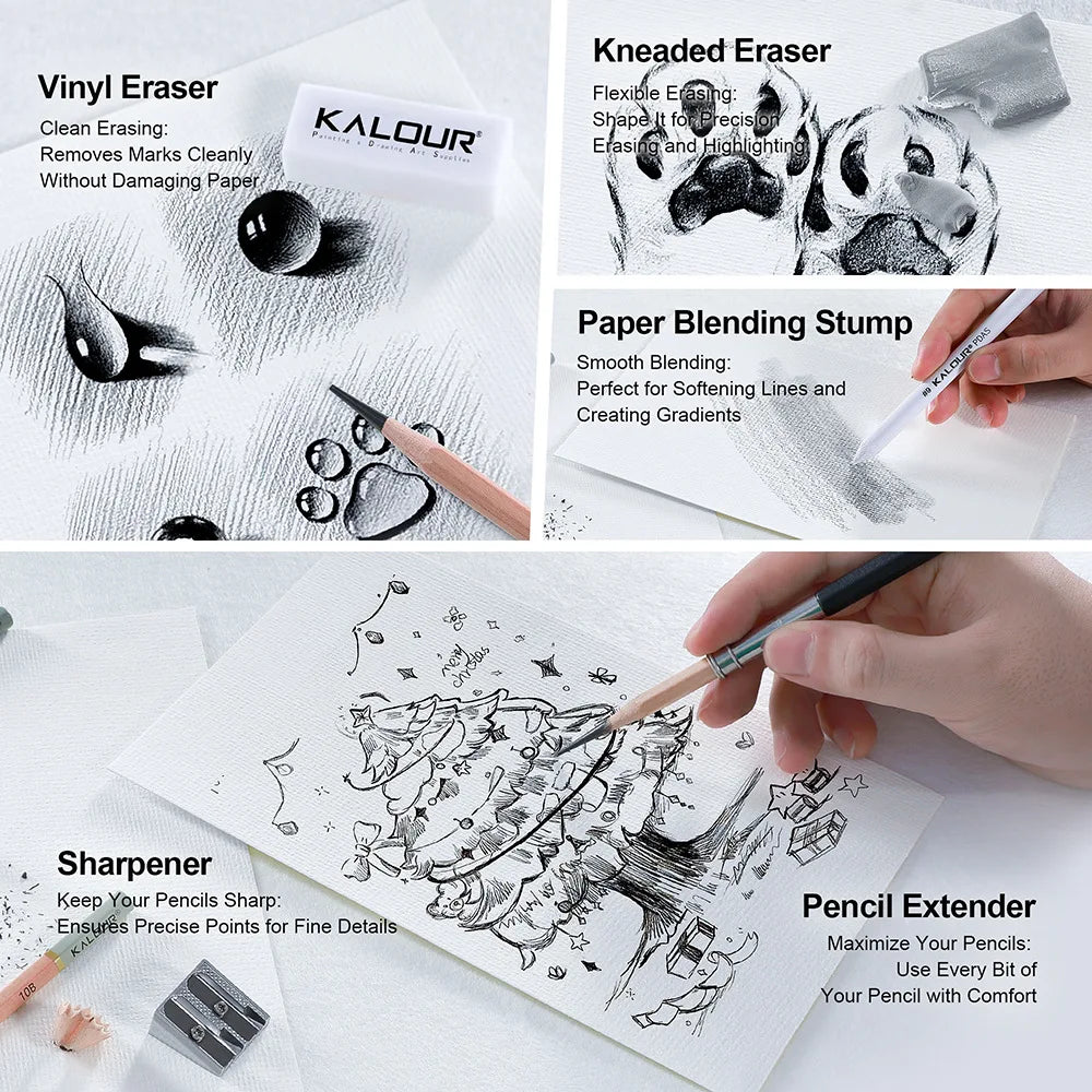 CowLost | product_id-kalour-22-25-36-39-piece-sketch-pencil-set-for-shading-portrait-drawing-smooth-graphite-pencils-for-students-professionals |12
