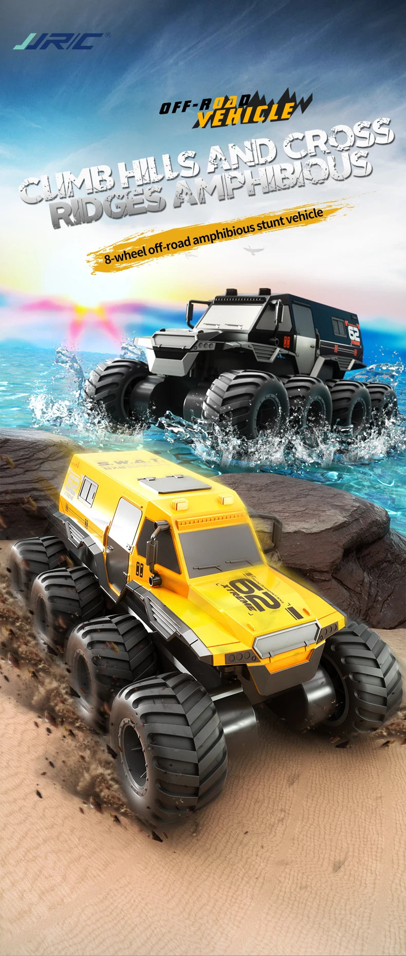 CowLost | fencing-barriers-jjrc-q137-8x8-2-4g-8wd-off-road-amphibious-remote-control-stunt-car |7