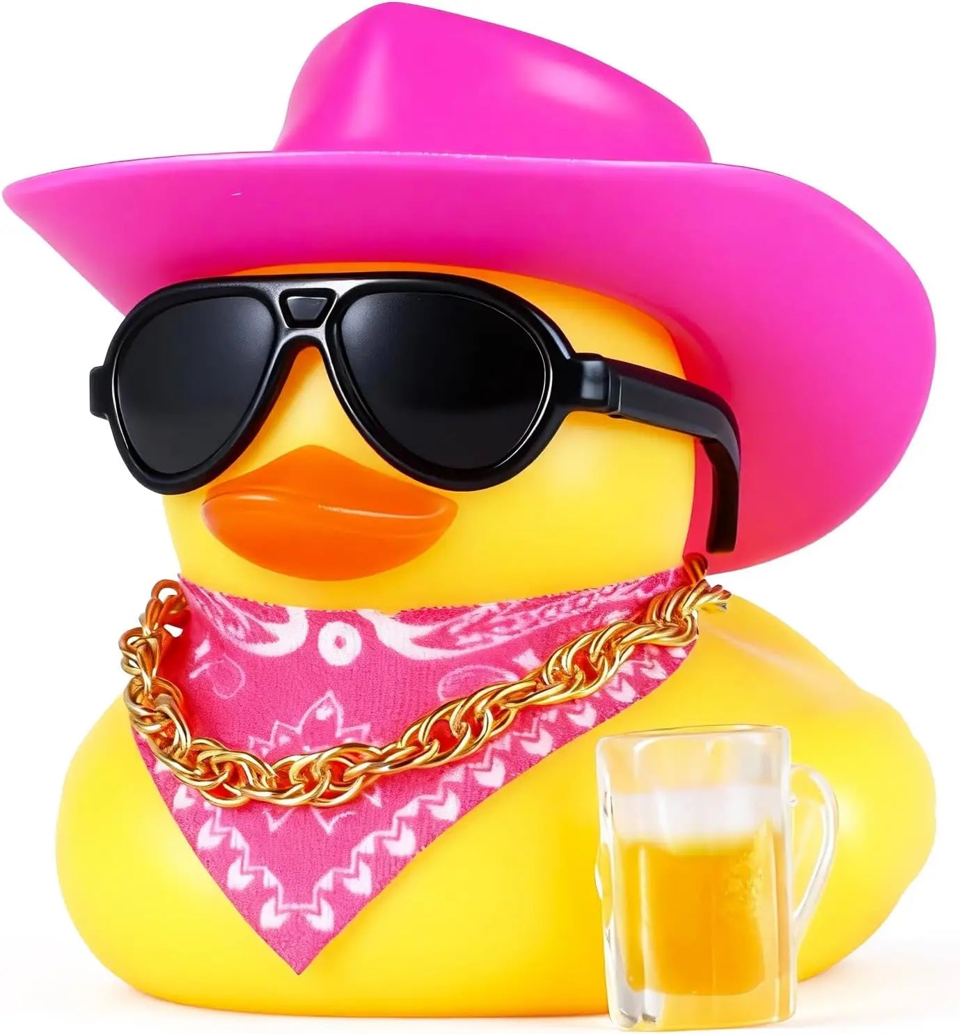 CowLost | product_id-cowboy-rubber-duck-with-sunglasses-necklace-beer-glass-tape-funny-pvc-car-dashboard-decor |17