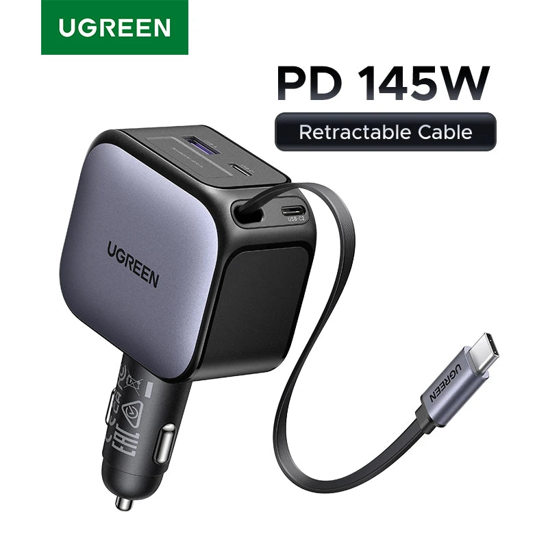 CowLost | ugreen-usb-type-c-car-charger-pd145w-90w-60w-retractable-cable |1
