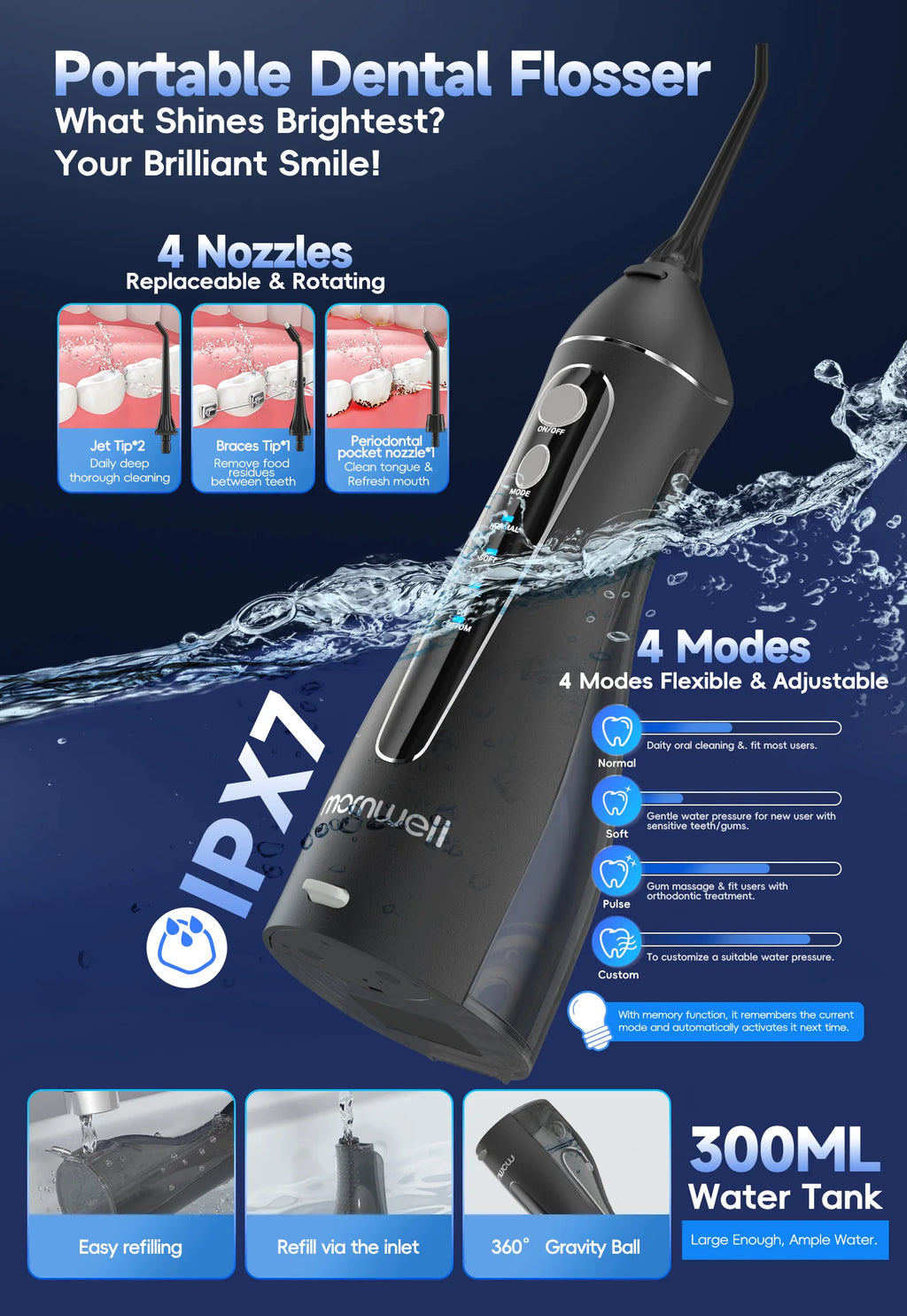 CowLost | uncategorized-mornwell-portable-oral-irrigator-f18-usb-rechargeable-water-flosser-with-4-nozzles-and-200ml-tank |10