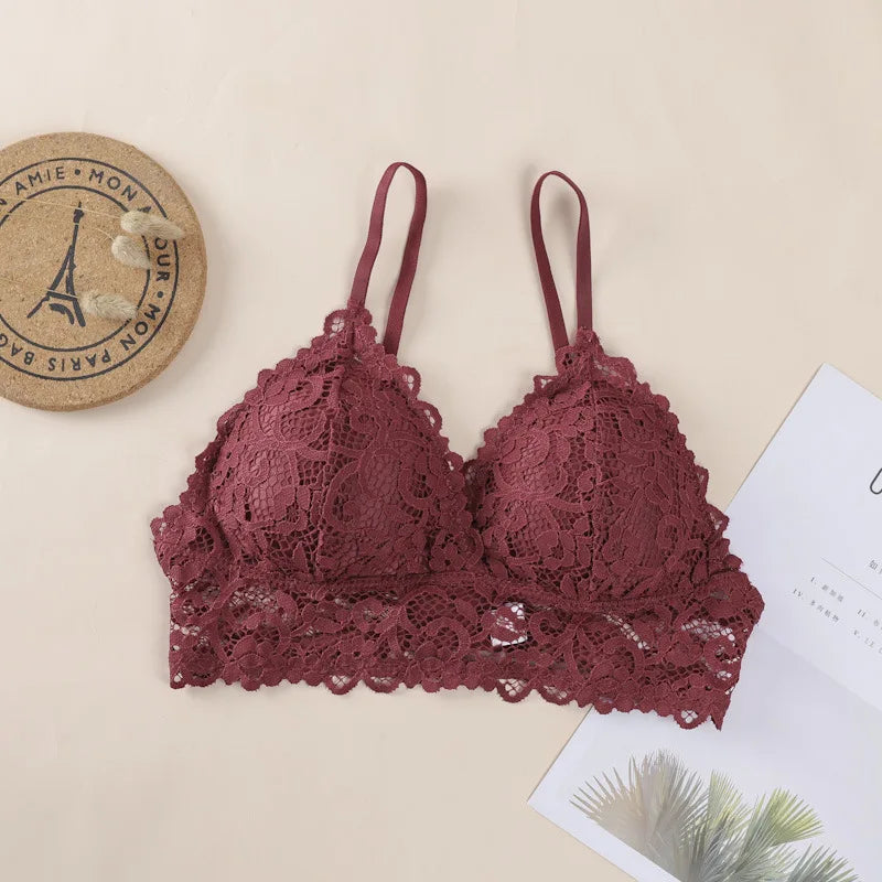 CowLost | product_id-floral-lace-v-neck-padded-non-wire-push-up-bralette-for-women |34
