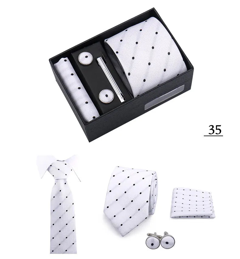 CowLost | tie-men-with-box-top-quality-business-ties-hanky-cufflink-set |42