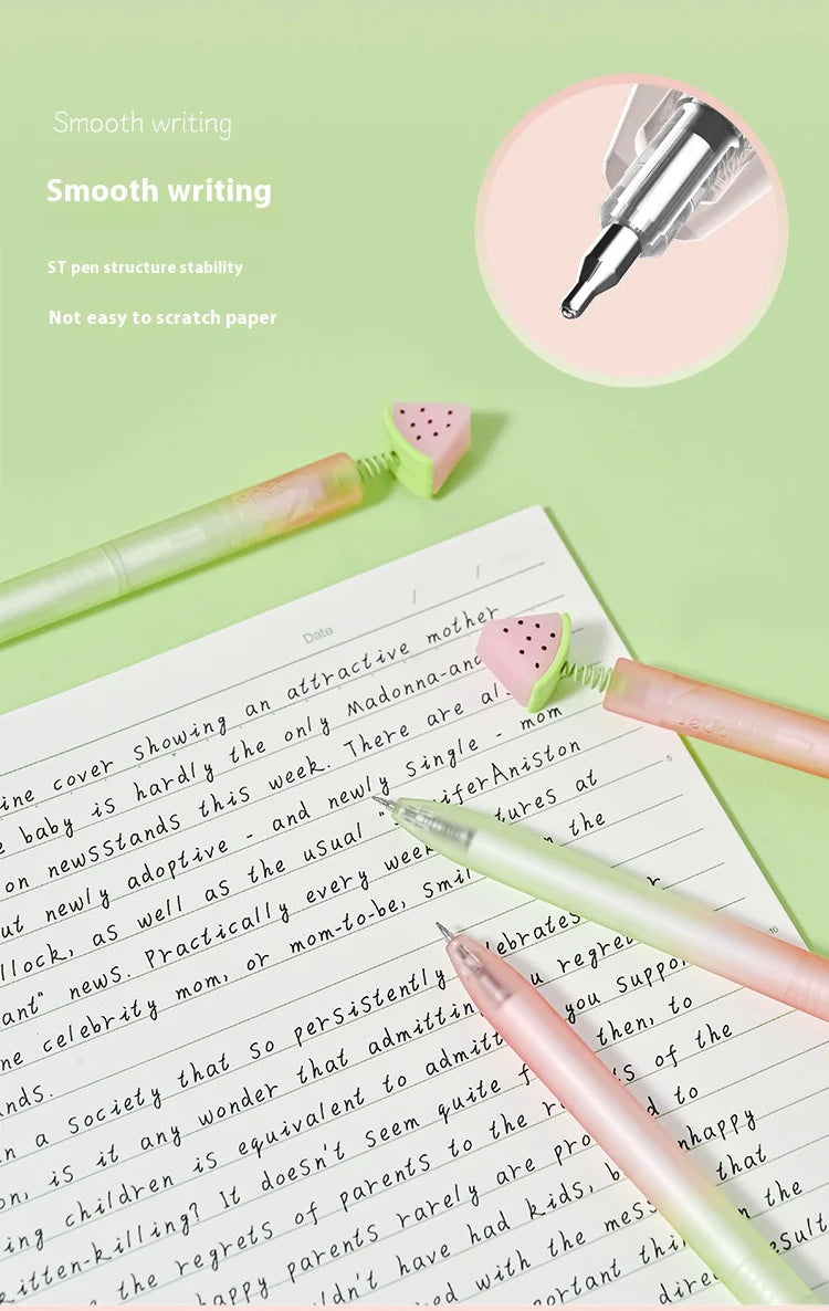 CowLost | product_id-4pcs-lopet-kwaii-cute-twist-gel-pens-color-changing-watermelon-vanilla-cream-quick-dry-black-ink-stationery-gift |15