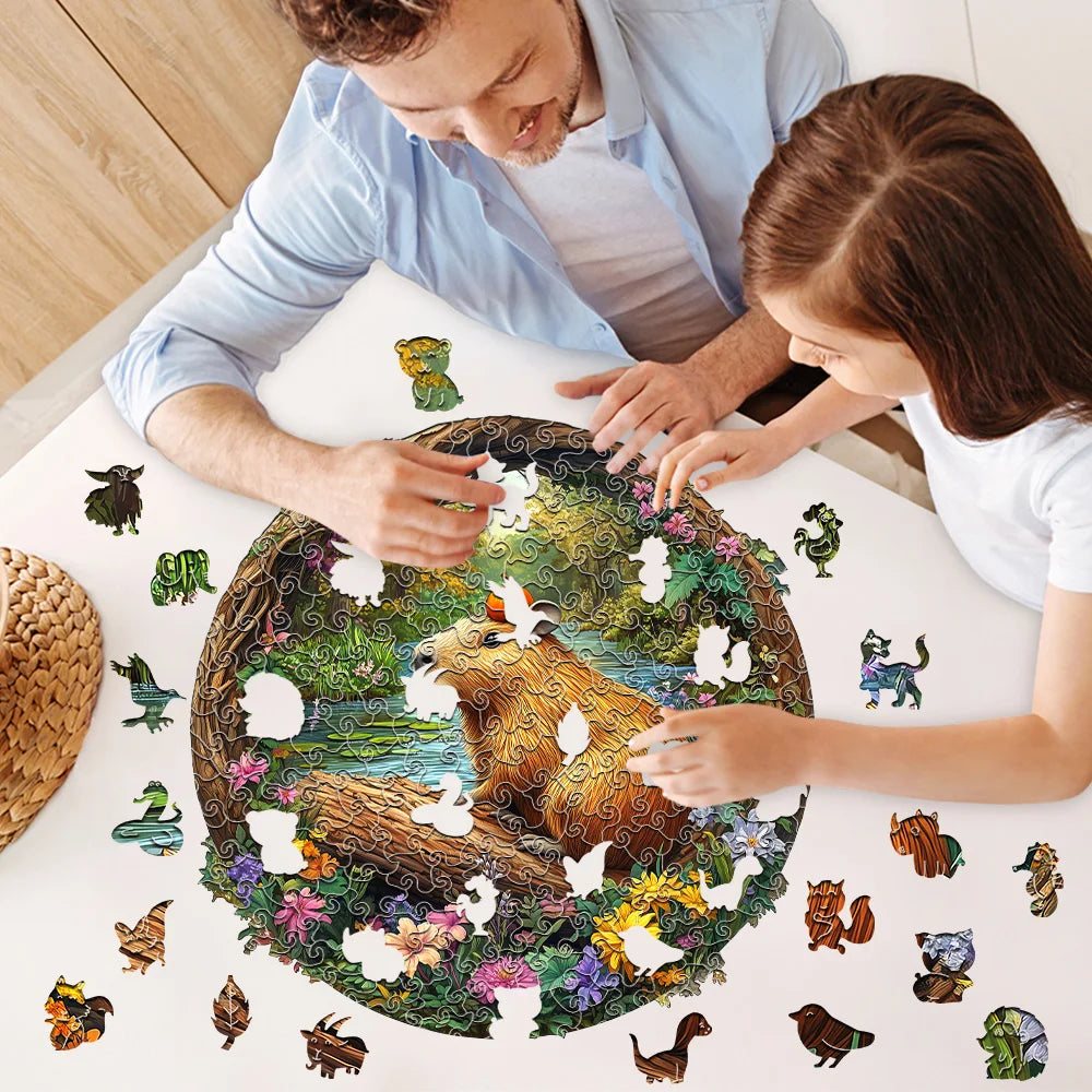 CowLost | product_id-wooden-capybara-pumpkin-forest-animal-jigsaw-puzzle-with-irregular-pieces |5