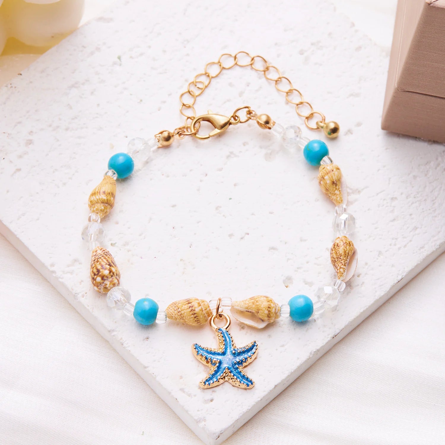 CowLost | bohemian-beach-sea-shell-conch-starfish-bracelet-for-women-girl-fashion-adjustable-beaded-bangles-summer-party-jewelry-gifts |12