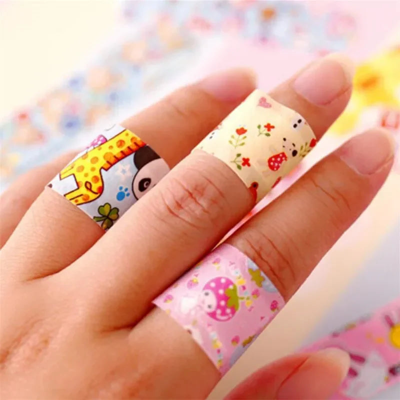 100pcs/lot Cute Cartoon Patterned Waterproof Adhesive Bandages Plaster Curved Band