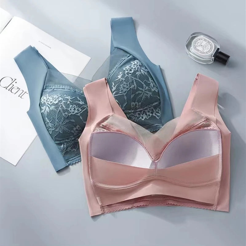 CowLost | product_id-seamless-wire-free-lace-bra-with-thin-molded-cups-comfortable-fit-small-to-large-sizes |3